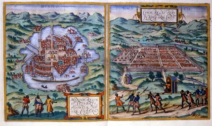 Ansicht von Mexiko-Stadt und Cuzco. Atlas Braun & Hogenberg