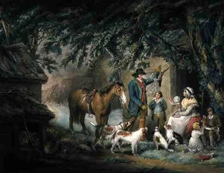 Abend oder Die Rückkehr des Jägers, graviert und veröffentlicht von Joseph Grozer