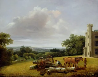 Beladen eines Holzwagens am Cave Castle, Yorkshire