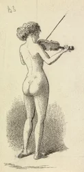 Nackte Frau, die Geige spielt