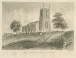 Ipstones Church: Sepia-Zeichnung