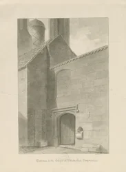Pillaton Hall - Kapelleneingang: Sepiazeichnung