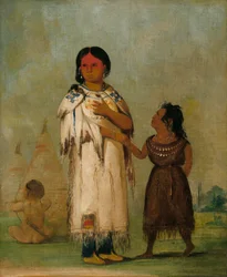 Assiniboin Frau und Kind, 1832
