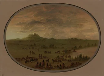 Biwak einer Sioux-Kriegspartei bei Sonnenaufgang