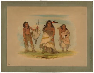Camanchee-Häuptling, seine Frau und ein Krieger, 1861