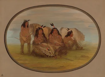 Camanchee-Häuptling mit drei Kriegern, 1861-1869