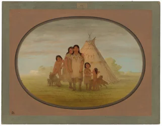 Kinder eines Camanchee-Häuptlings und Wigwam
