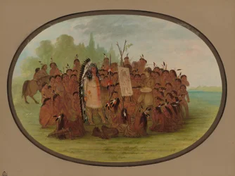 Catlin malt das Porträt von Mah-to-toh-pa - Mandan, 1861-1869