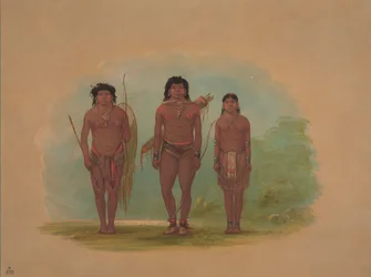 Chaco-Häuptling, seine Frau und ein Krieger, 1854-1869