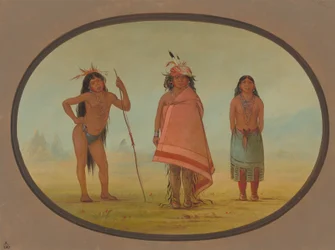 Häuptling der Cochimtee, seine Frau und ein Krieger, 1855-1869