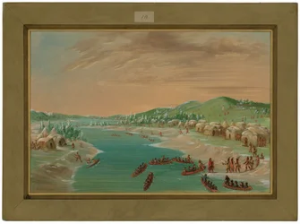 La Salle und Gefolge erreichen das Dorf der Illinois. 1. Januar 1680