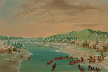 La Salle und seine Gruppe erreichen das Dorf der Illinois. 1. Januar 1680