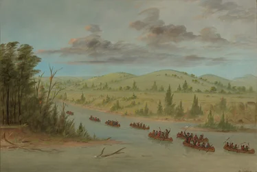 La Salles Gruppe betritt den Mississippi in Kanus. 6. Februar 1682, 1847-1848