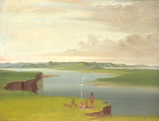 Prärieklippen bei Sonnenaufgang, nahe der Mündung des Yellowstone River