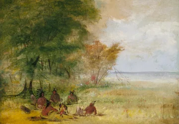 Sioux-Indianerrat, Häuptlinge in tiefer Beratung