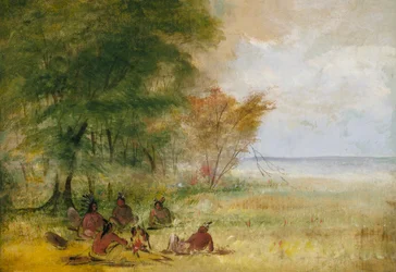 Sioux-Indianerrat, Häuptlinge in tiefen Überlegungen, 1832-1837