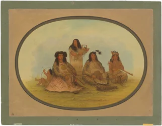 Der Sioux-Häuptling mit mehreren Indianern