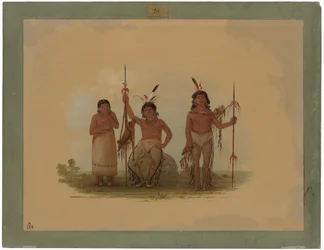 Zwei Arapaho-Krieger und eine Frau