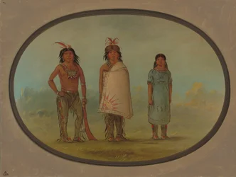 Zwei Chippewyan-Krieger und eine Frau, 1855-1869