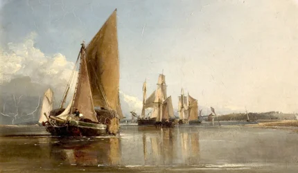 Boote fahren in die Medway ein