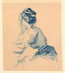 Sitzende Frau