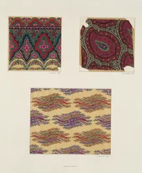 Stoffdesigns für Paisley-Schals, ca. 1871