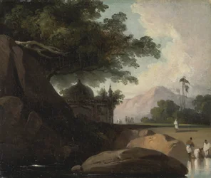 Indische Landschaft mit Tempel