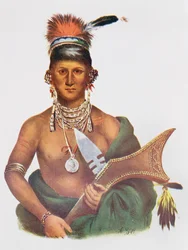 Appanoose, ein Häuptling der Sauk, 1837, Illustration aus „Die Indianerstämme Nordamerikas, Bd. 2“ von Thomas L. McKenney und James Hall, veröffentlicht von John Grant