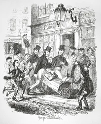 Ein Taschendieb in Gewahrsam, um 1835