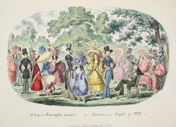 Eine Szene in den Kensington Gardens - oder - Moden und Schrecken von 1829, veröffentlicht 1829