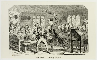 Februar - Schneidendes Wetter aus George Cruikshanks Stahlradierungen zum Comic Almanack: 1835-1853