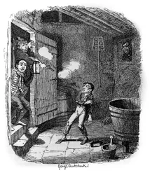 Illustration für „Oliver Twist“ (Olivier) von Charles Dickens (1812-1870), von George Cruikshank (1792-1878)