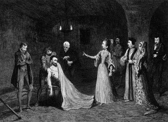 Prinzessin Elizabeth konfrontiert mit Sir Thomas Wyatt in der Folterkammer, 1554 1840