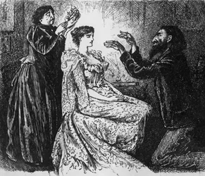 Hypnose von Trilby durch Svengali, Illustration aus 