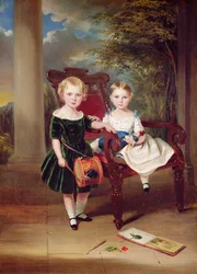 Porträt von zwei Kindern, Herbert und Rose