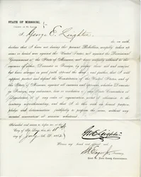 Treueeid von George E. Leighton aus Missouri, County of St. Louis