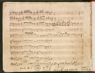 Originalpartitur des letzten Folios aus der Oper 