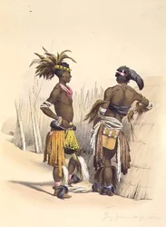 Umbambu und Umpengulu, junge Zulus in Tanzkostümen, Tafel 15 aus 