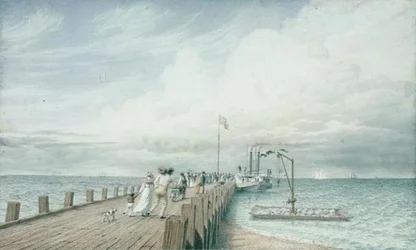 Kumulus- oder Gewitterwolke, Portland Pier, Eriesee, ca. 1830er-40er Jahre