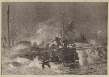 Start einer Nordsee-Yawl während eines Sturms
