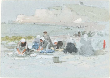 Waschfrauen am Strand von Etretat