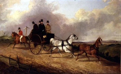 Herren in einer Pferdekutsche