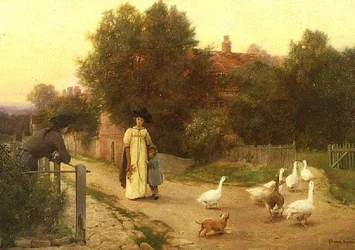 Die Gänse zusammentreiben