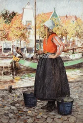 Frau am Kanal