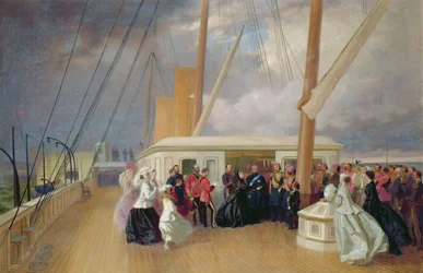 Königin Victoria verleiht dem Sultan den Hosenbandorden an Bord der königlichen Yacht, 17. Juli 1867