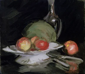 Stillleben Schale mit Obst, Melone und Karaffe