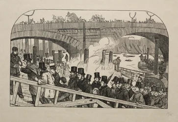 Der lebendige Strom an der London Bridge - Unter der Brücke, 1863
