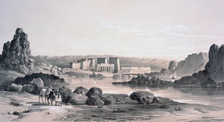 Philae, Blick nach Süden, Ägypten, 1843