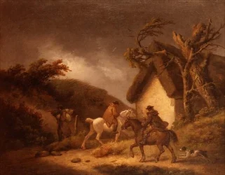 Stürmische Waldlandschaft mit Reisenden