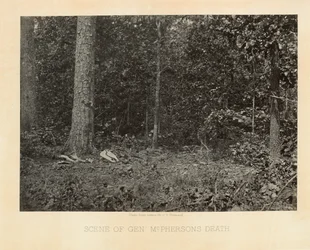 Szene vom Tod von General McPherson, Georgia, aus Fotografische Ansichten von Shermans Feldzug